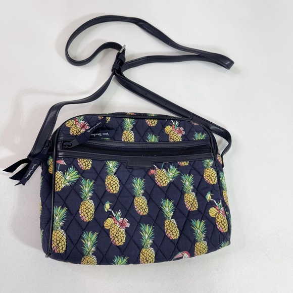 Vera Bradley Handbags - Vera Bradley Crossbody Bag Womens Navy Quilted Pineapple‎ Print Zip Pockets